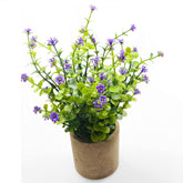 Svenee Artificial Mini Potted Plants Fake Plastic Milan Flower for Farmhouse Living Room Bathroom Office Desk Shelf Home Greenery Decoration (Purple) image 0